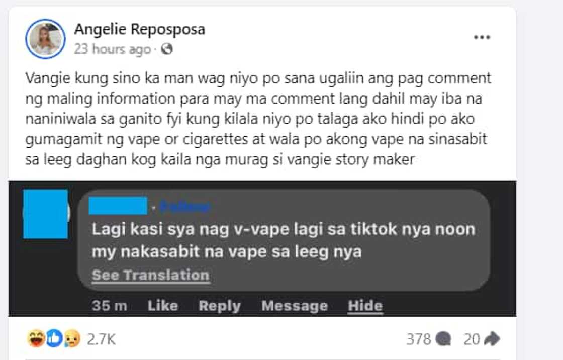 Lie Reposposa, umalma sa netizen na nagsabing nag-ve-vape daw siya Lie Reposposa, umalma sa netizen na nagsabing nag-ve-vape daw siya