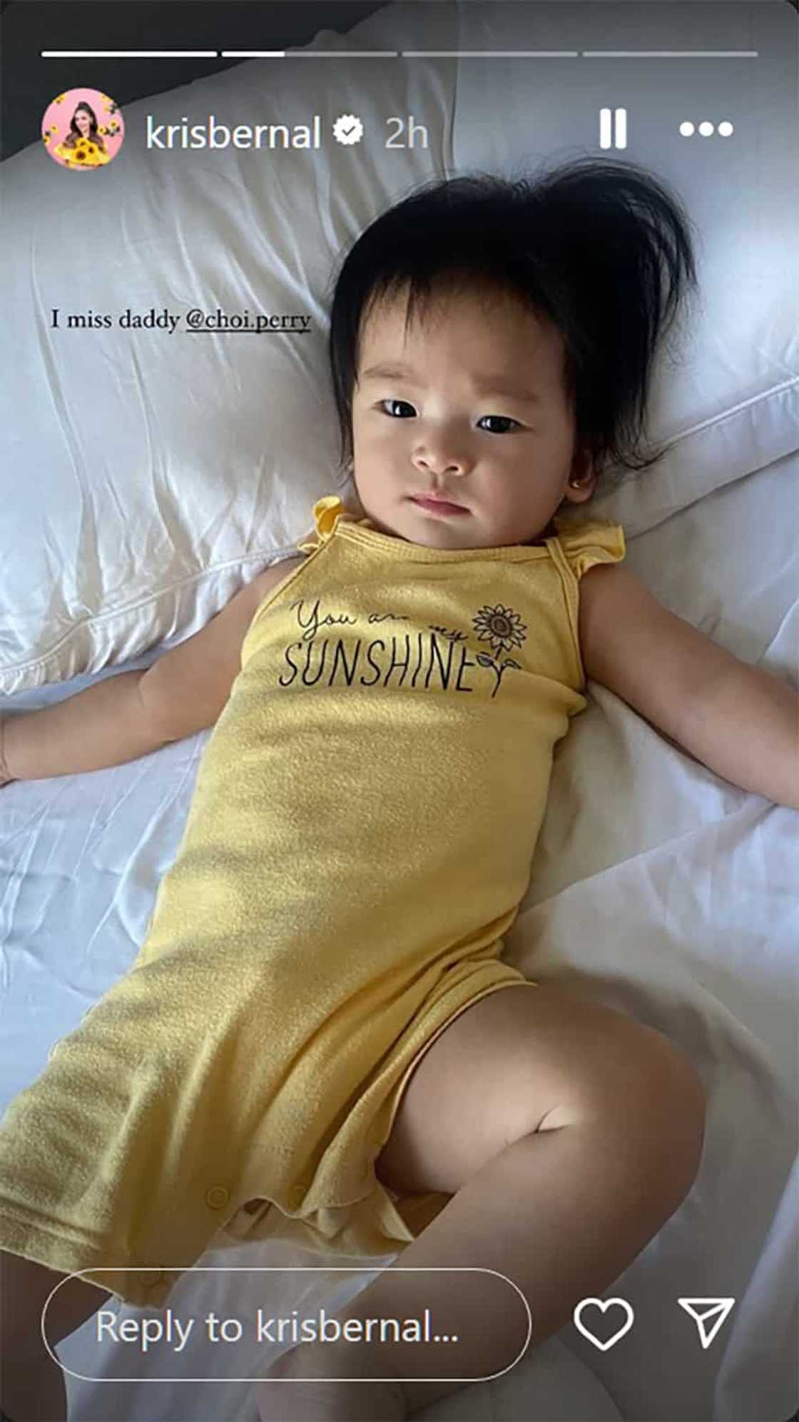 Kris Bernal, pinost latest pic ni Baby Hailee Lucca sa socmed: “I miss daddy” Kris Bernal, pinost latest pic ni Baby Hailee Lucca sa socmed: “I miss daddy”