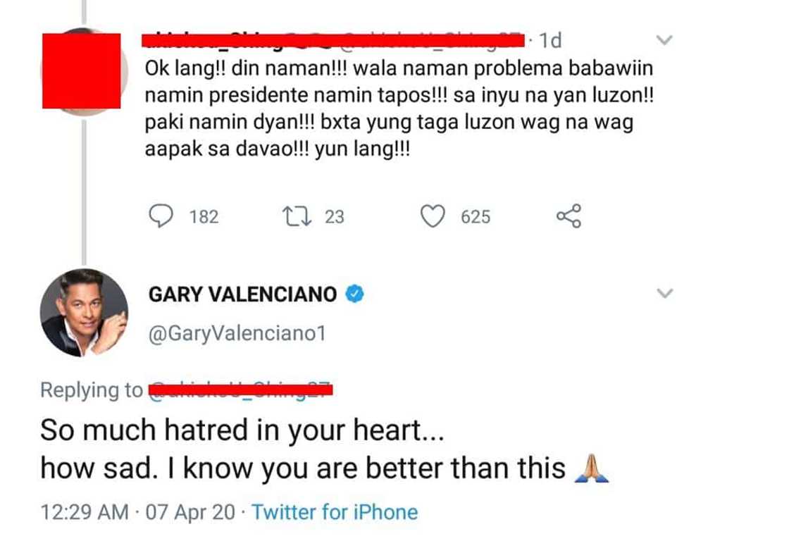 Gary V. receives hate comments after posting about Pres. Duterte; singer responds Gary V. receives hate comments after posting about Pres. Duterte; singer responds