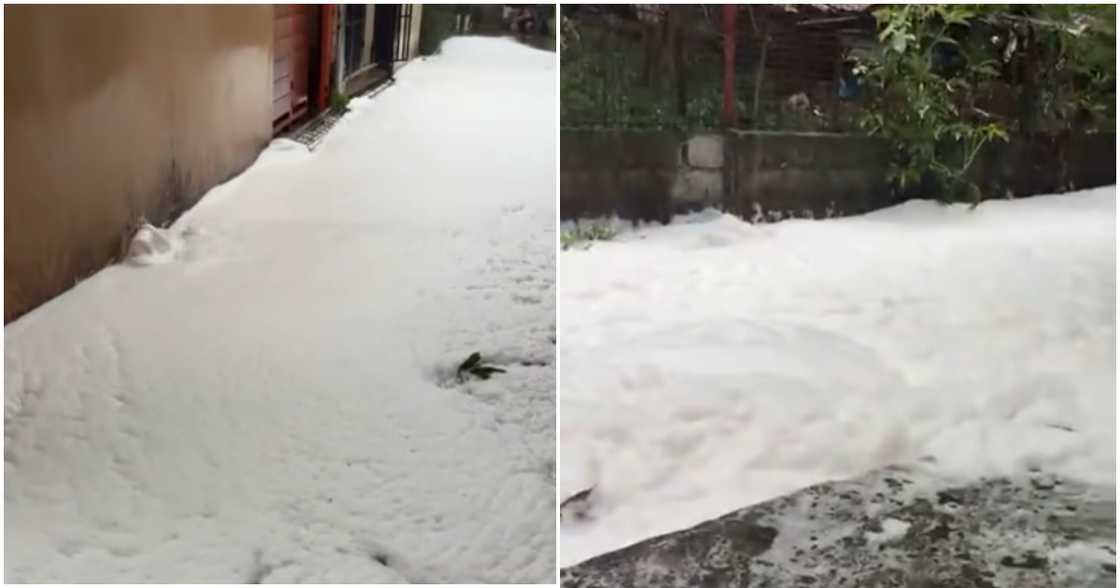 Creek sa Antipolo binaha ng bula matapos improper disposal ng kemikal