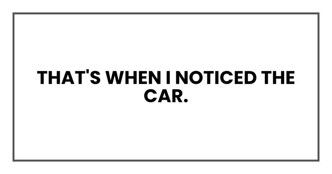 That's when I noticed the car. That's when I noticed the car.