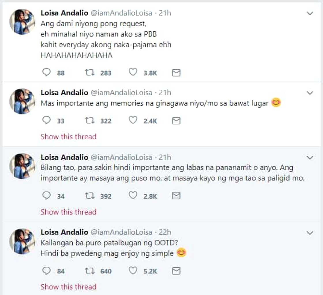 Loisa Andalio tweets about her demanding followers Loisa Andalio tweets about her demanding followers