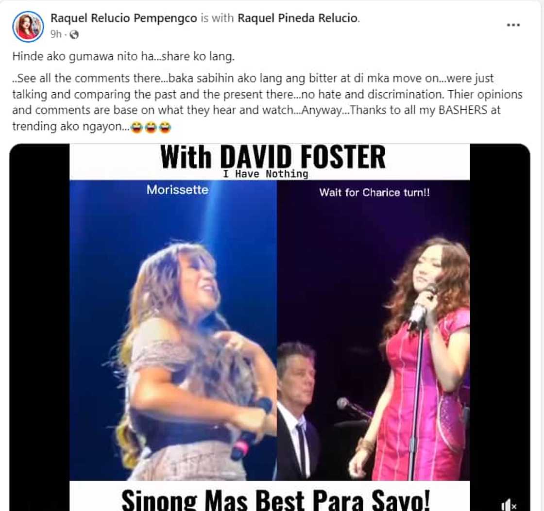 Raquel Pempengco, binahagi ang video ng pagkanta nina Morisette at Charice Raquel Pempengco, binahagi ang video ng pagkanta nina Morisette at Charice