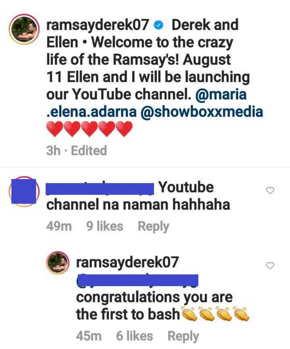 Derek Ramsay sa pumuna sa YT channel nila ni Ellen Adarna: "You are the first to bash"