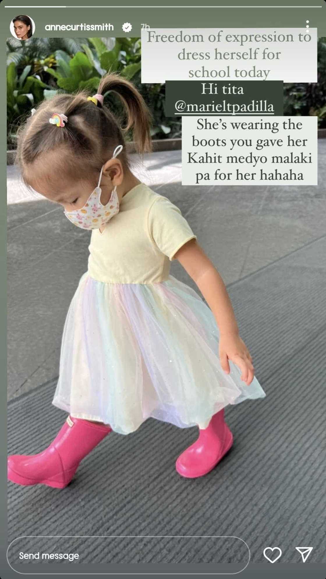 Dahlia Amélie, piniling suotin ang boots na bigay ni Mariel Padilla para sa school