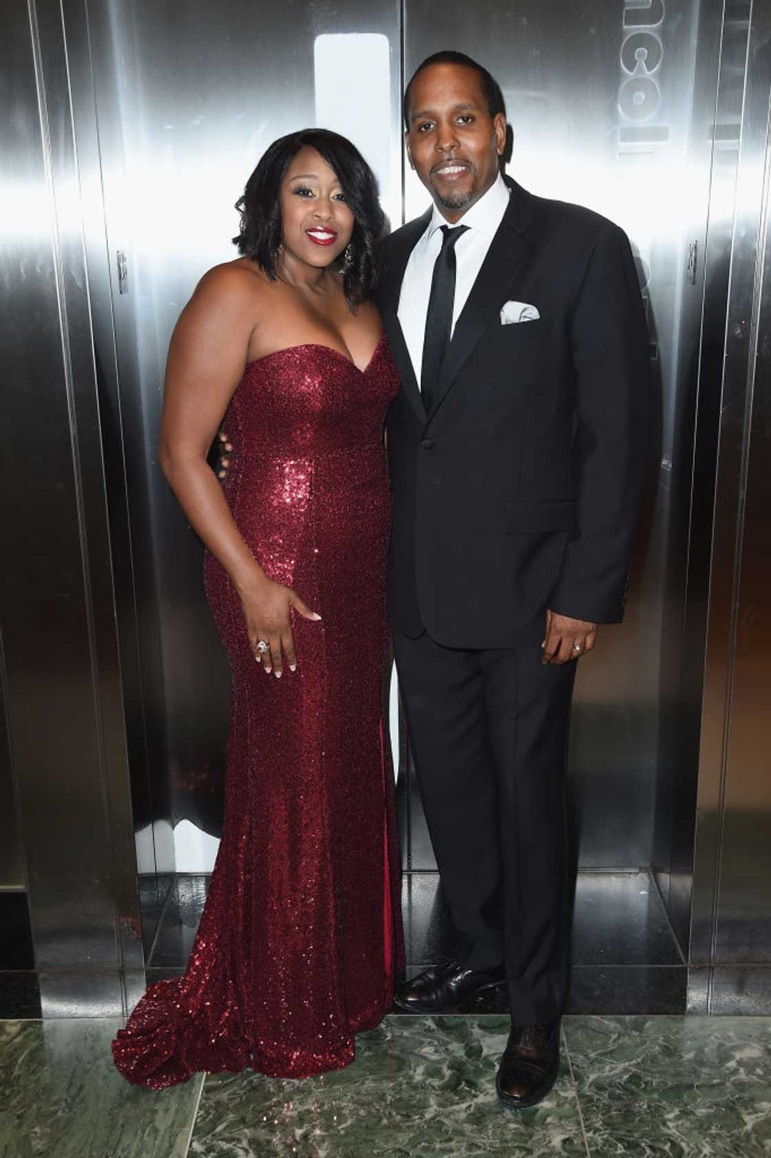 Man and woman in an elevator Man and woman in an elevator