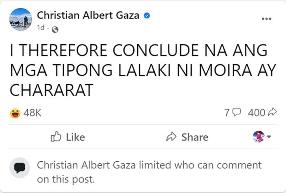 Xian Gaza, tinawag na "chararat" ang mga lalaking tipo ni Moira Dela Torre