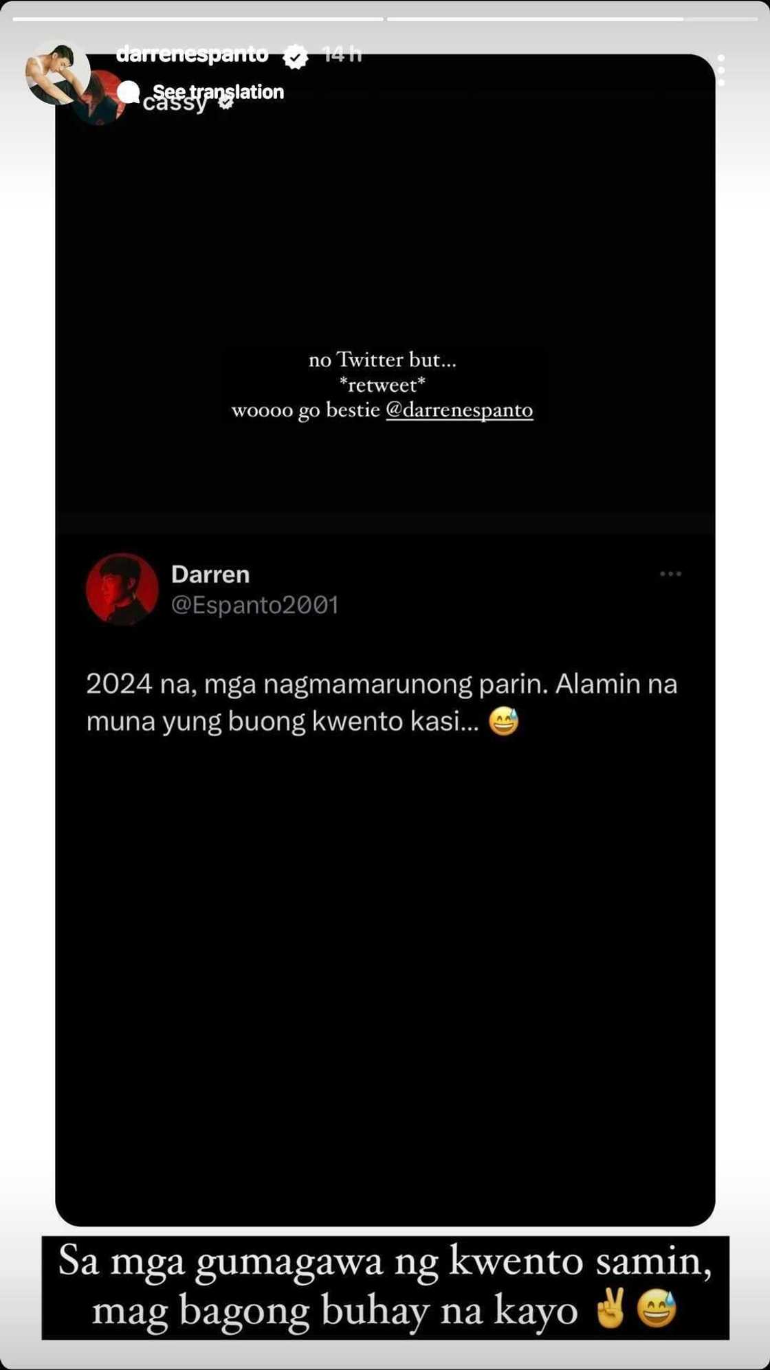 Darren Espanto sa gumagawa umano ng kwento ukol sa kanila ni Cassy Legaspi: “magbagong buhay na” Darren Espanto sa gumagawa umano ng kwento ukol sa kanila ni Cassy Legaspi: “magbagong buhay na”