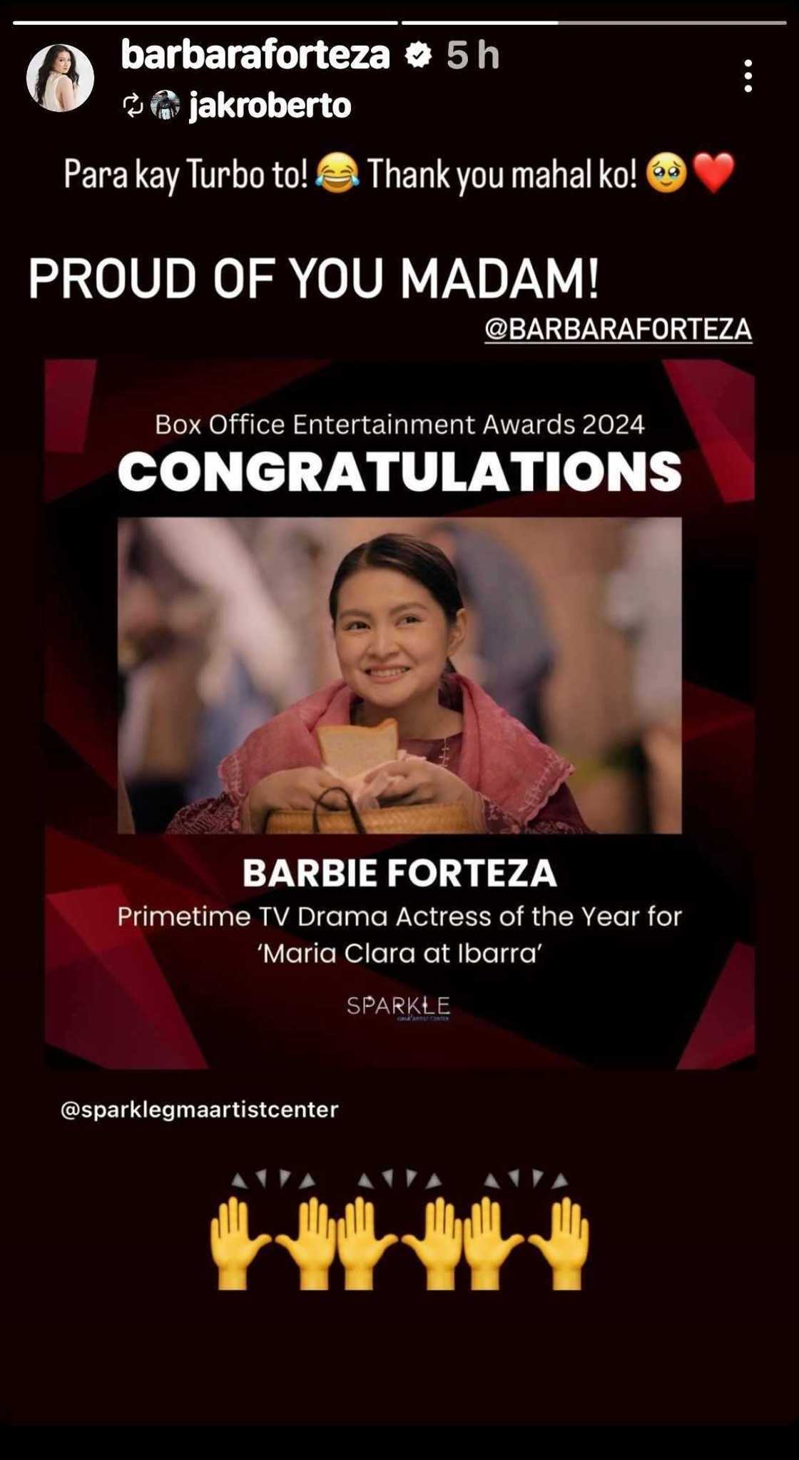 Jak Roberto, proud kay Barbie Forteza na may panibagong award; Barbie, sweet na nag-reply Jak Roberto, proud kay Barbie Forteza na may panibagong award; Barbie, sweet na nag-reply