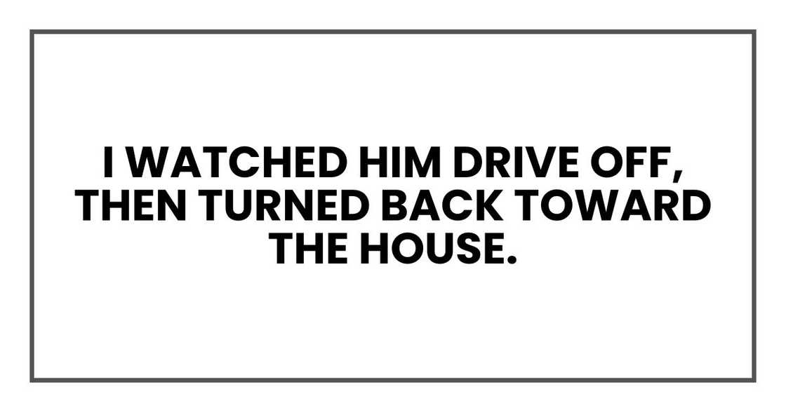I watched him drive off, then turned back toward the house. I watched him drive off, then turned back toward the house.