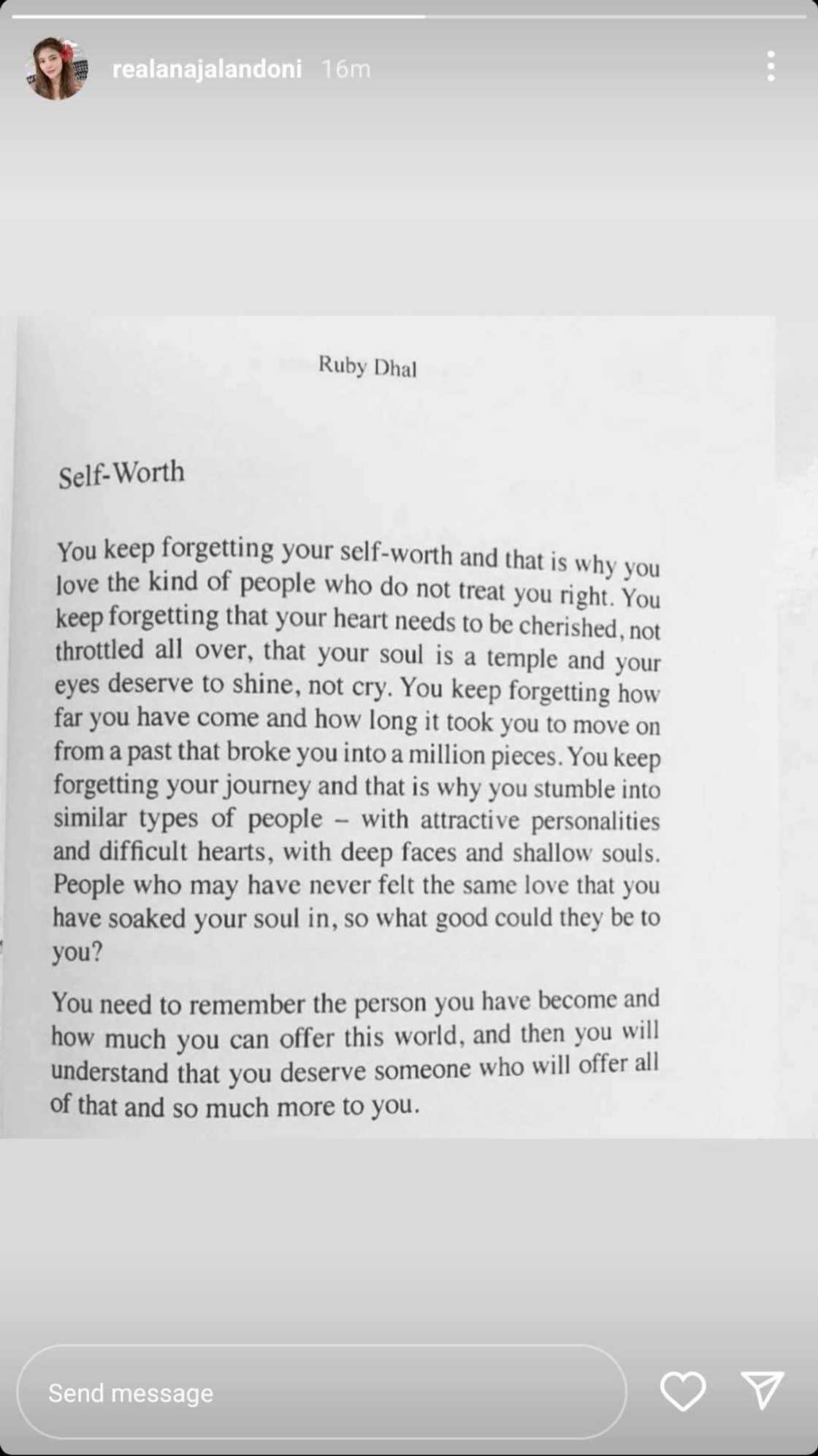 Ana Jalandoni shares post about "forgetting your self-worth" amid incident Ana Jalandoni shares post about "forgetting your self-worth" amid incident