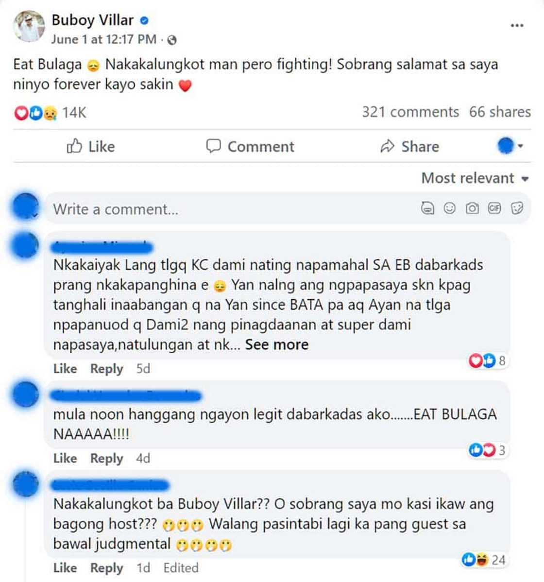 Buboy Villar, socmed post niya isang araw matapos ang TVJ announcement, viral: “Eat Bulaga... Nakakalungkot” Buboy Villar, socmed post niya isang araw matapos ang TVJ announcement, viral: “Eat Bulaga... Nakakalungkot”
