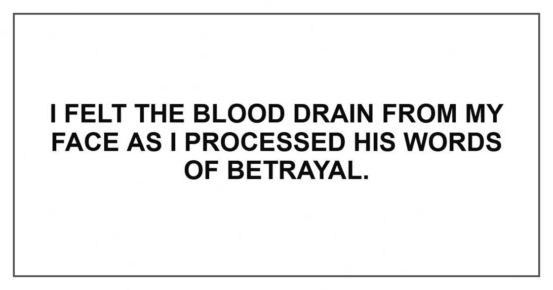 I felt the blood drain from my face as I processed his words of betrayal.