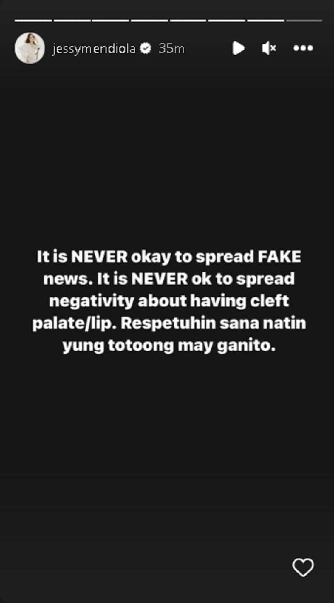 Jessy Mendiola, sinabing hindi okay ang magpalaganap ng fake news: “It is never ok to spread negativity” Jessy Mendiola, sinabing hindi okay ang magpalaganap ng fake news: “It is never ok to spread negativity”