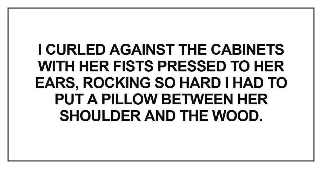 I curled against the cabinets with her I curled against the cabinets with her