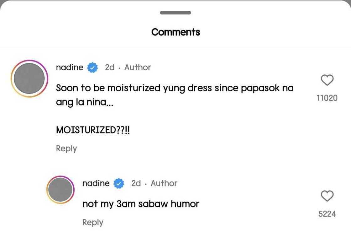 Joke ni Nadine Lustre tungkol sa kanyang damit, kinaaliwan: "3AM sabaw humor" Joke ni Nadine Lustre tungkol sa kanyang damit, kinaaliwan: "3AM sabaw humor"