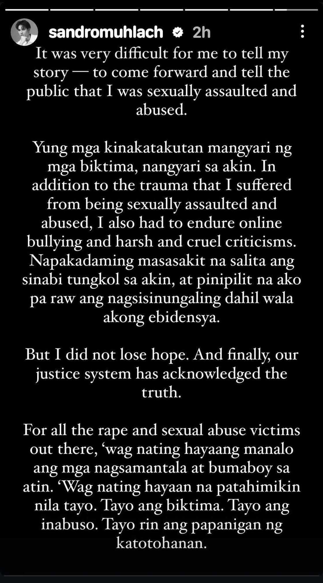 Sandro Muhlach, may madamdaming pahayag matapos kasuhan ng DOJ ang 2 umano'y umabuso sa kanya Sandro Muhlach, may madamdaming pahayag matapos kasuhan ng DOJ ang 2 umano'y umabuso sa kanya