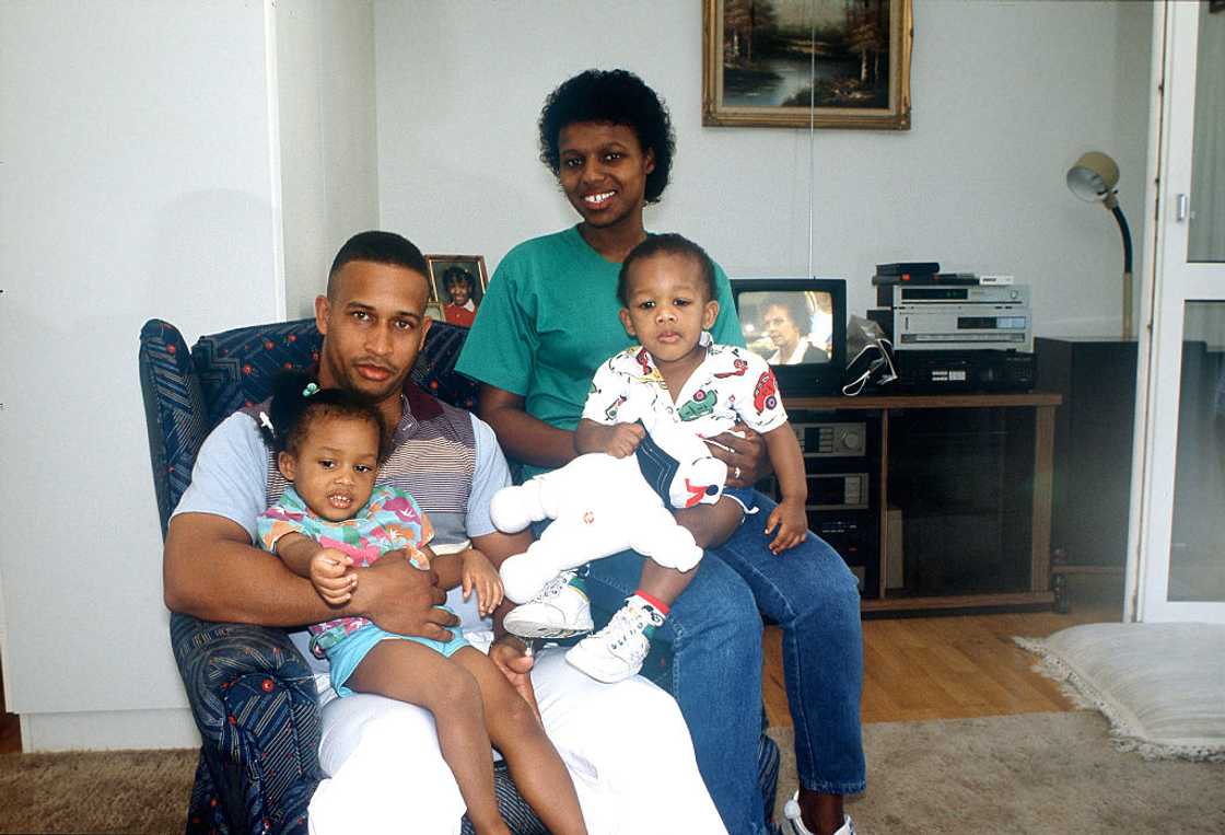 Father, mother and two kids. Father, mother and two kids.