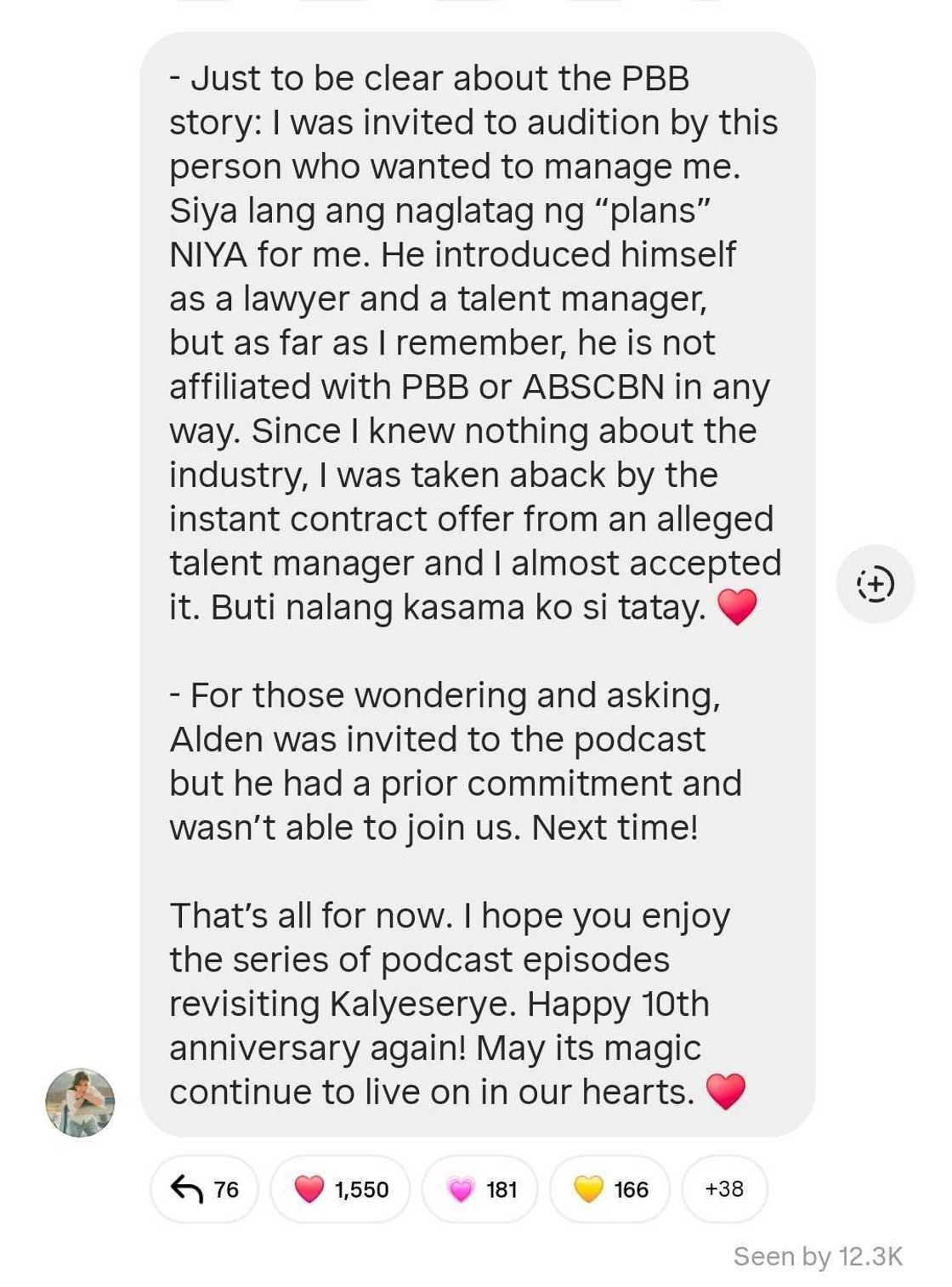 Maine Mendoza hopes she isn't misunderstood in podcast; talks about Alden Richards' absence