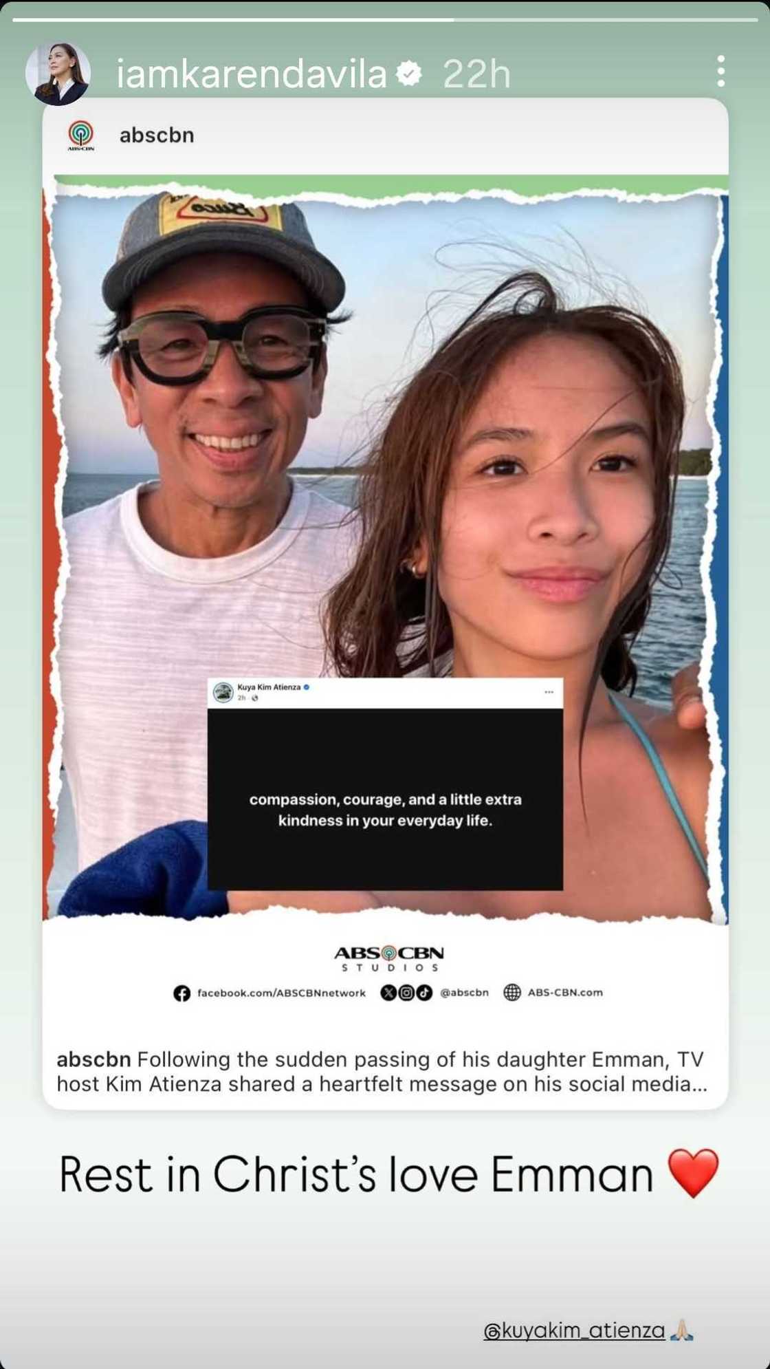 Karen Davila offers heartfelt tribute to Kim Atienza’s daughter Emman Karen Davila offers heartfelt tribute to Kim Atienza’s daughter Emman