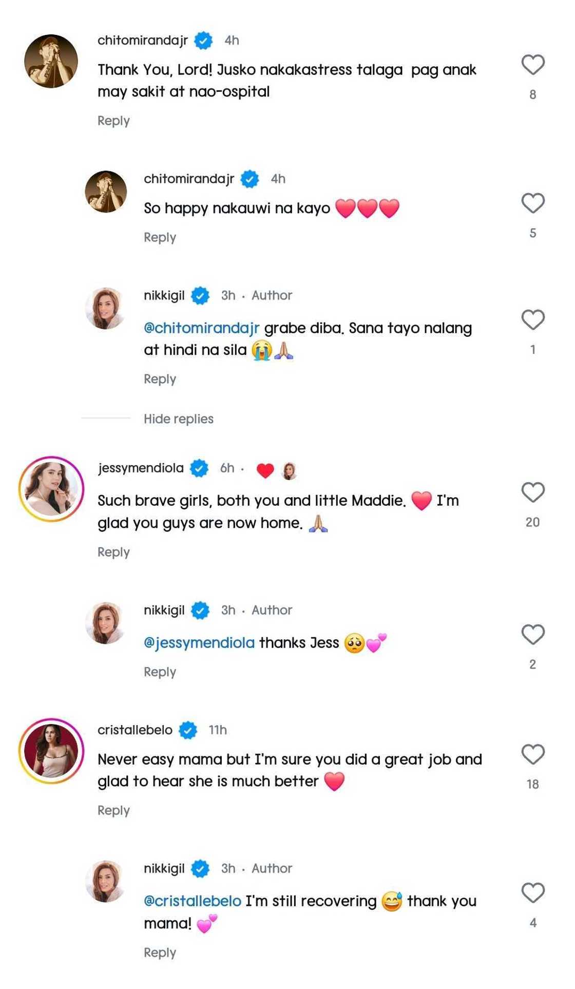 Celebrities show support for Nikki Gil after her post about Maddie's diagnosis Celebrities show support for Nikki Gil after her post about Maddie's diagnosis
