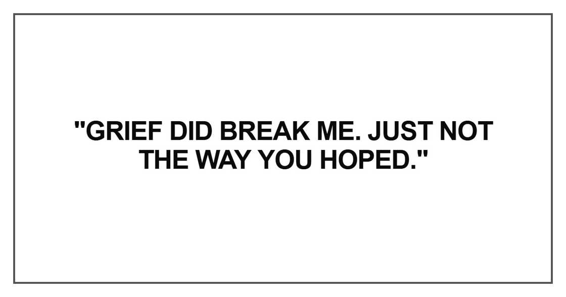 Grief did break me. Just not the way you hoped