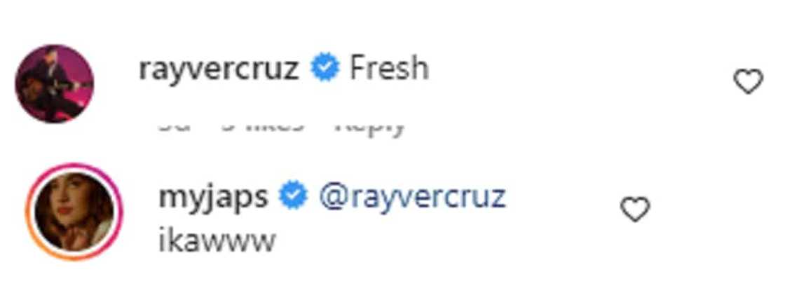 Rayver Cruz reacts to Julie Anne San Jose's lovely photo: "fresh" Rayver Cruz reacts to Julie Anne San Jose's lovely photo: "fresh"