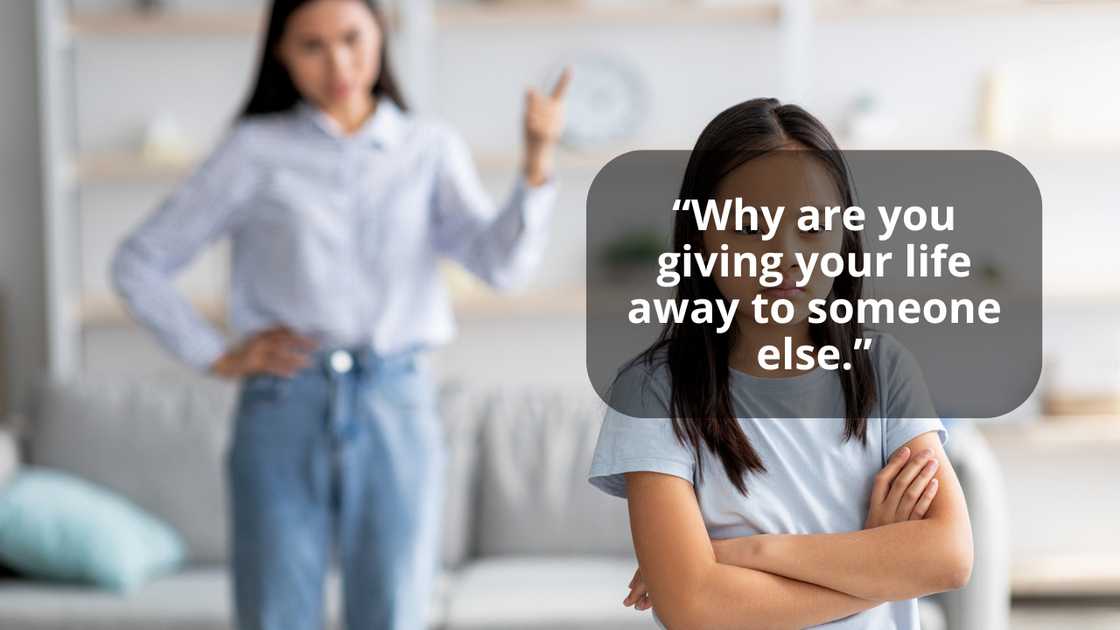 A mother scolding her daughter