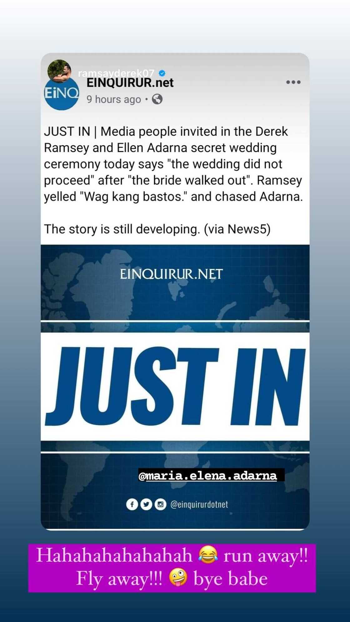 Ellen Adarna, pinagtawanan ang fake news na iniwan niya sa altar si Derek Ramsay Ellen Adarna, pinagtawanan ang fake news na iniwan niya sa altar si Derek Ramsay