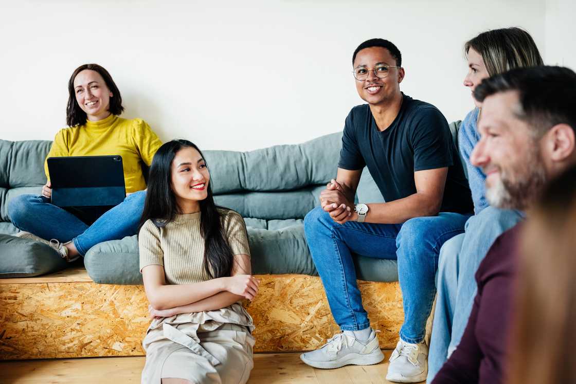 A group of friends chatting