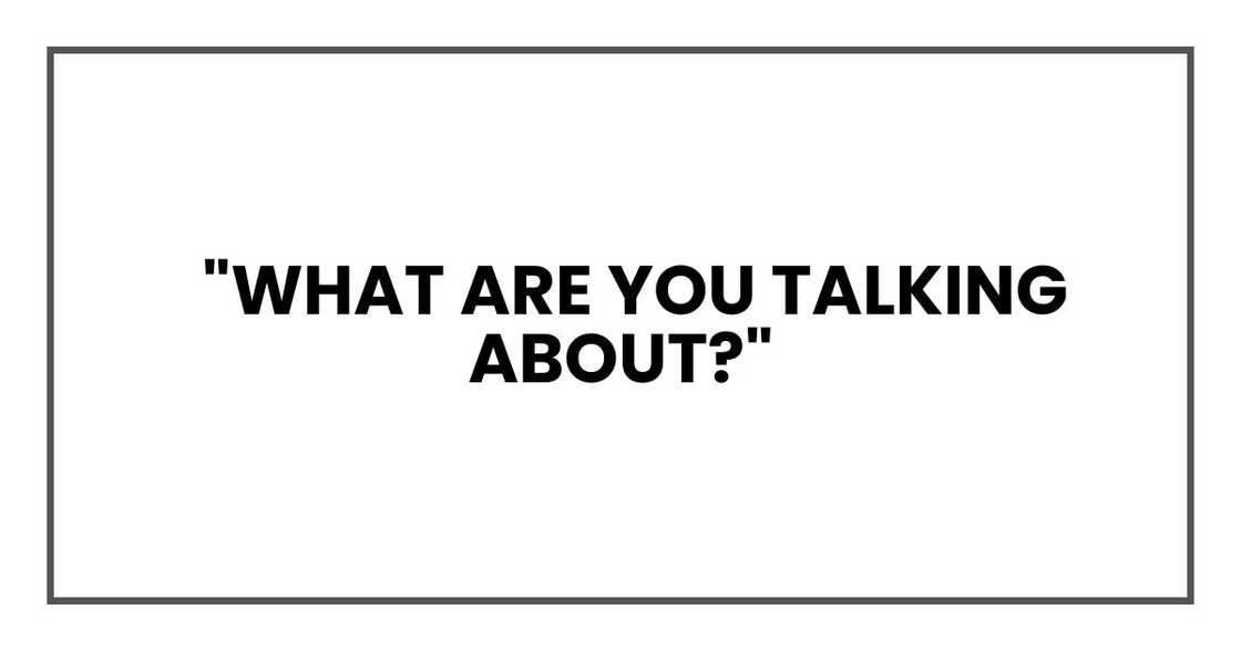What are you talking about?" What are you talking about?"