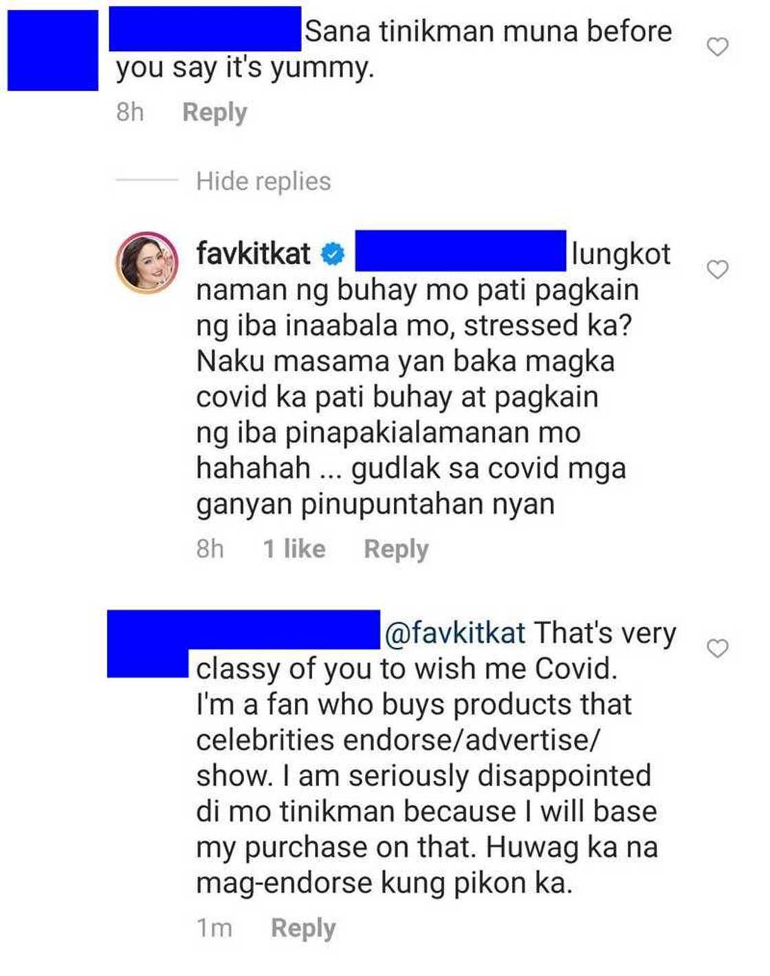 Kitkat, nag-wish magka-COVID ang nambash ng kanyang food endorsement Kitkat, nag-wish magka-COVID ang nambash ng kanyang food endorsement