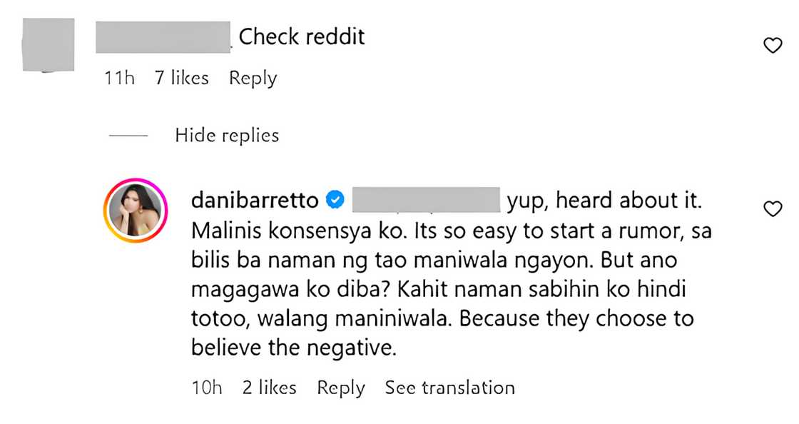 Dani Barretto, nagkomento sa tsismis na nagtaray umano siya habang nasa parking area