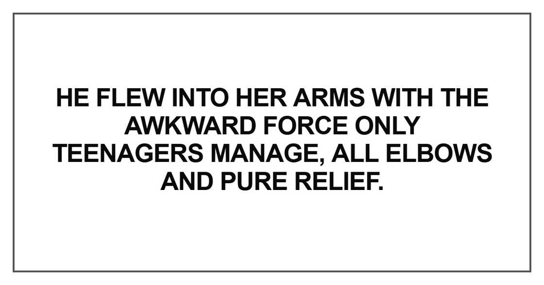 He flew into her arms with He flew into her arms with