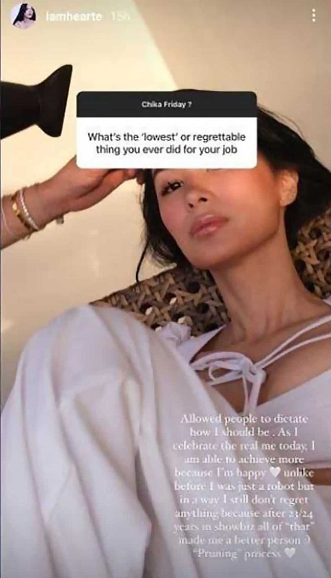 Heart Evangelista, isiniwalat kung ano ang malaking pagsisi sa showbiz: “Hinayaan kong diktahan ako ng iba” Heart Evangelista, isiniwalat kung ano ang malaking pagsisi sa showbiz: “Hinayaan kong diktahan ako ng iba”