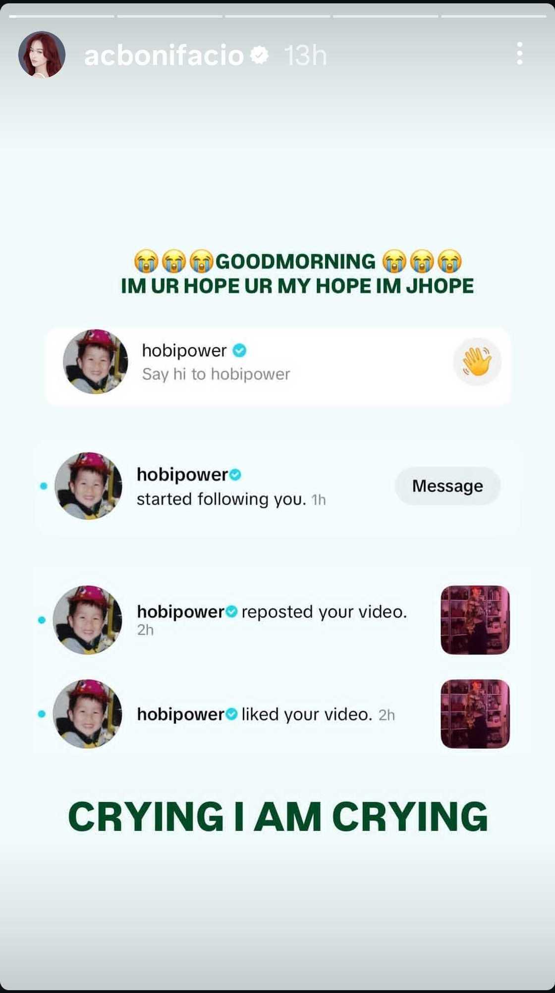 AC Bonifacio, nag-react sa pag-follow sa kanya ni J-Hope ng BTS sa TikTok