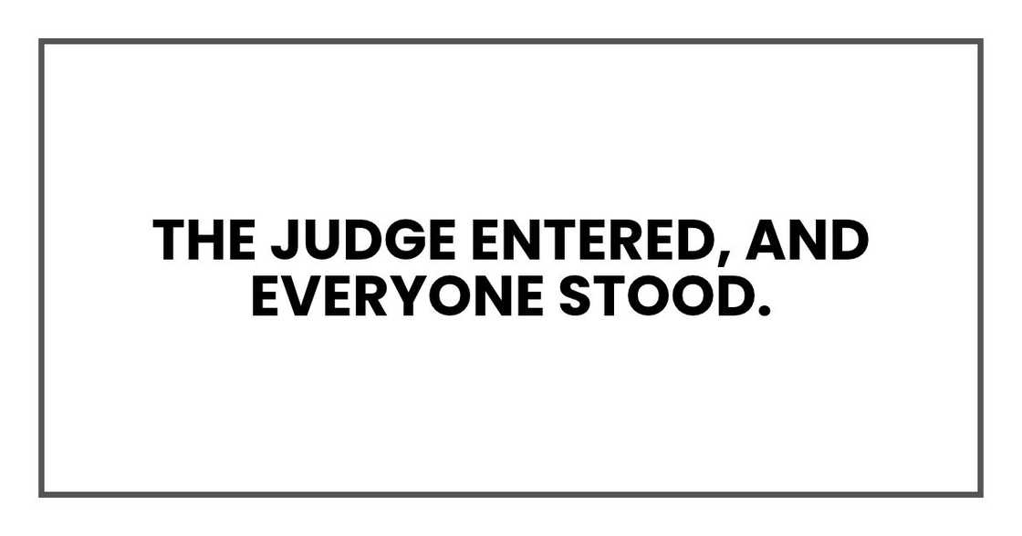 The judge entered, and everyone stood. The judge entered, and everyone stood.