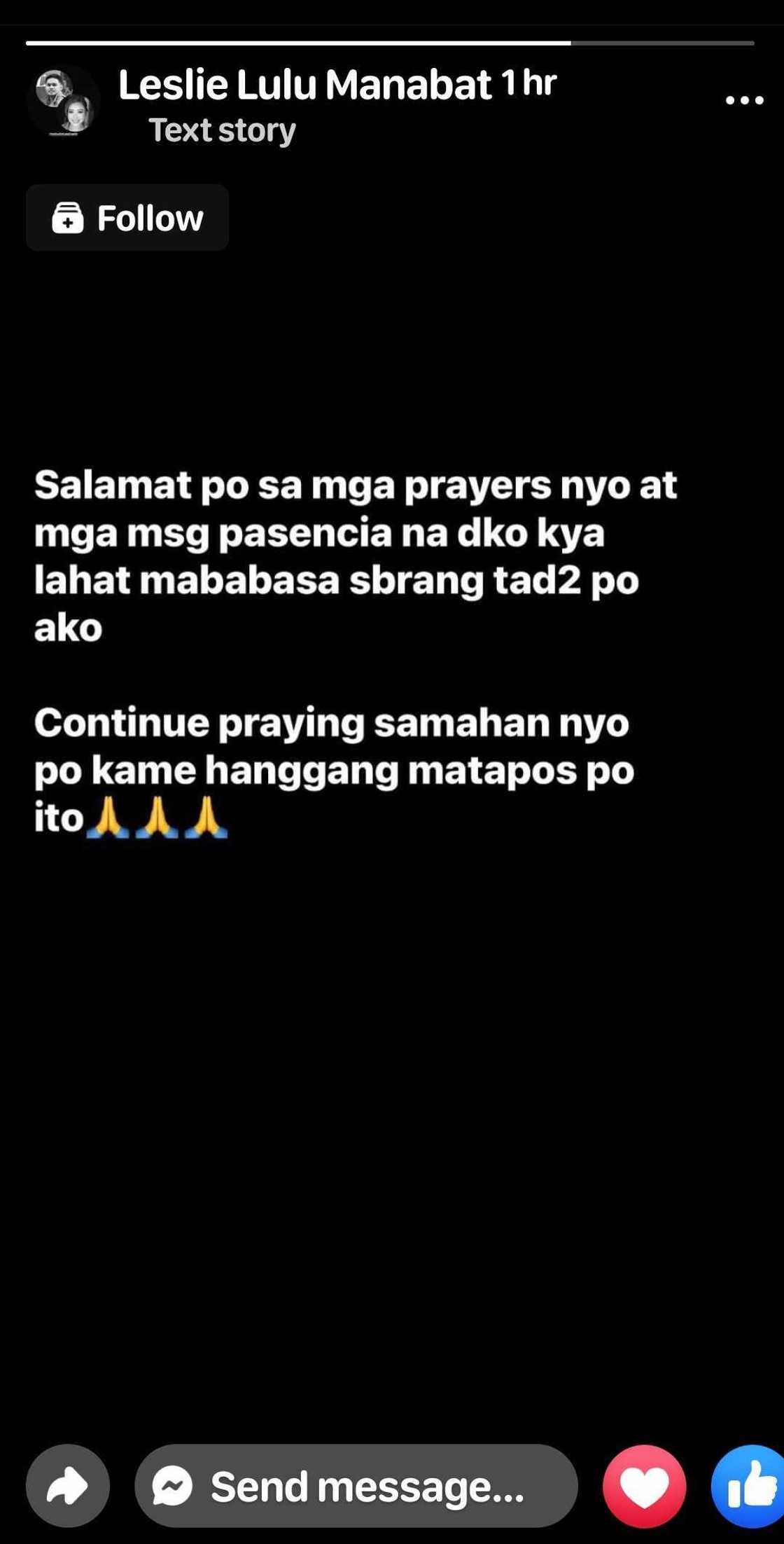 Kapatid ni Lerms Lulu, may mensahe para sa mga nagdarasal para sa kanila