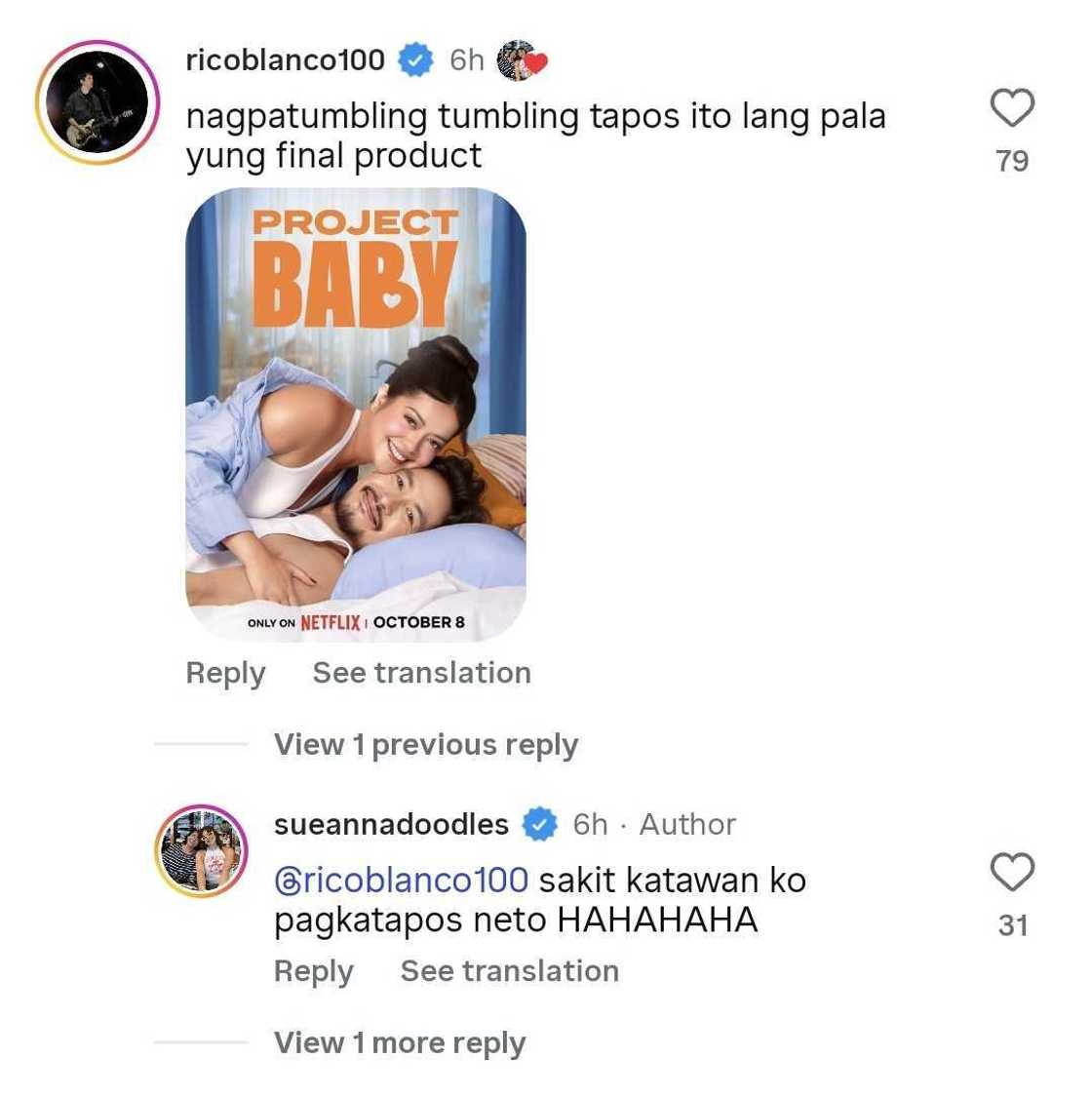 'BTS' sa photoshoot nina Rico Blanco at Sue Ramirez, ipinost ng aktres; singer, nagkomento