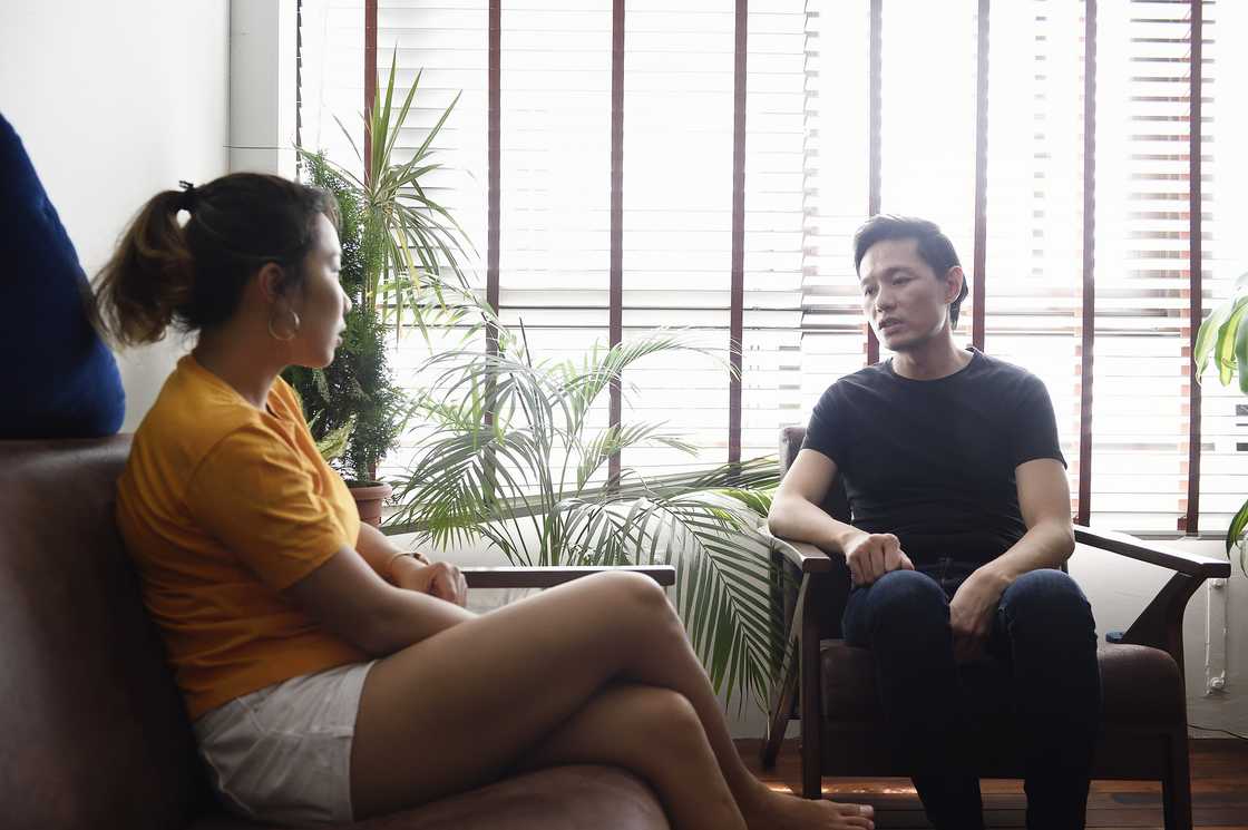 A wife and husband are talking