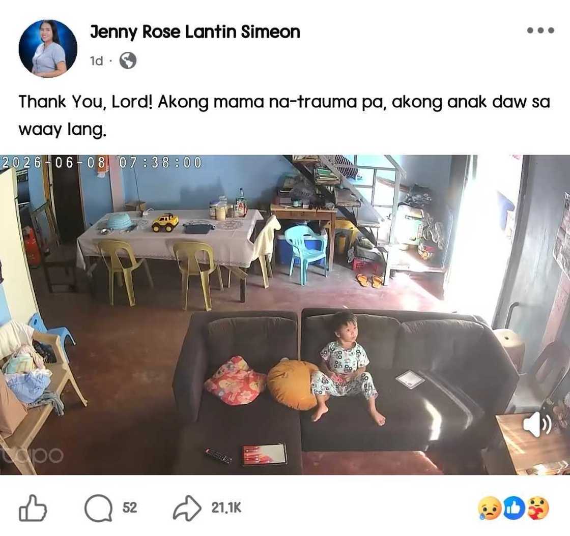 Pagligtas ng isang lola sa kanyang apo habang lumilindol, nagpaantig online