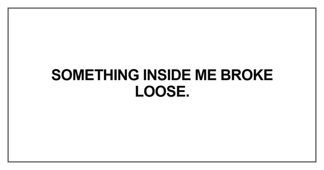 Something inside me broke loose