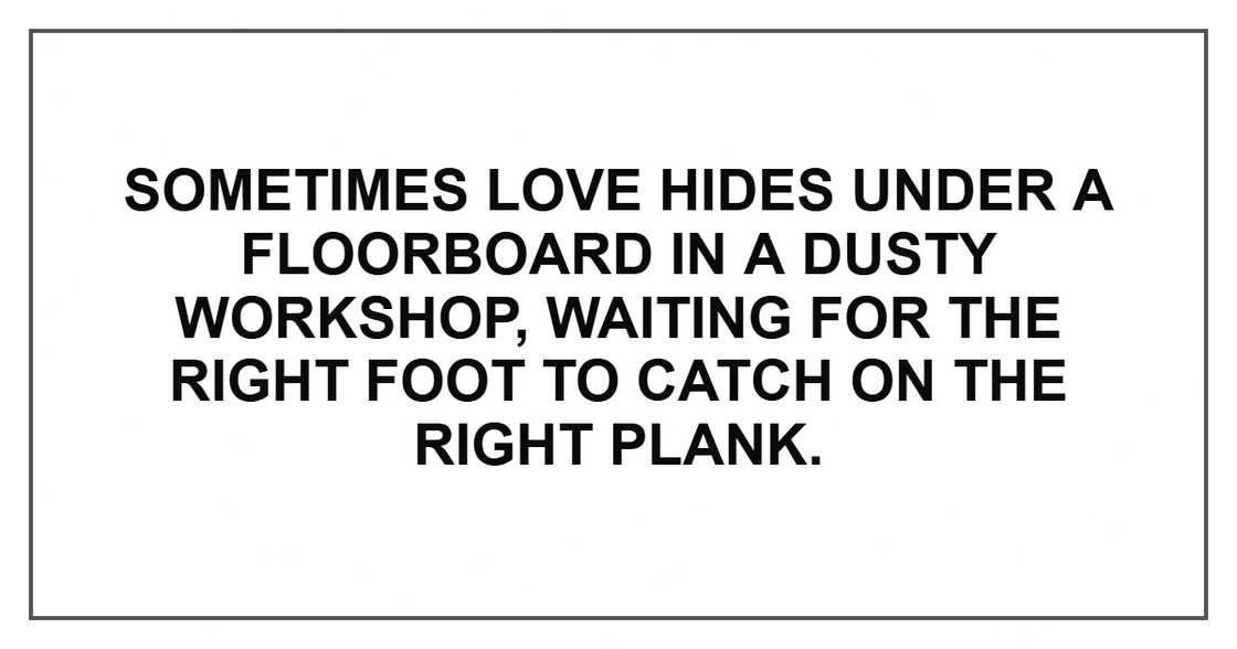Sometimes love hides under a floorboard in a dusty workshop