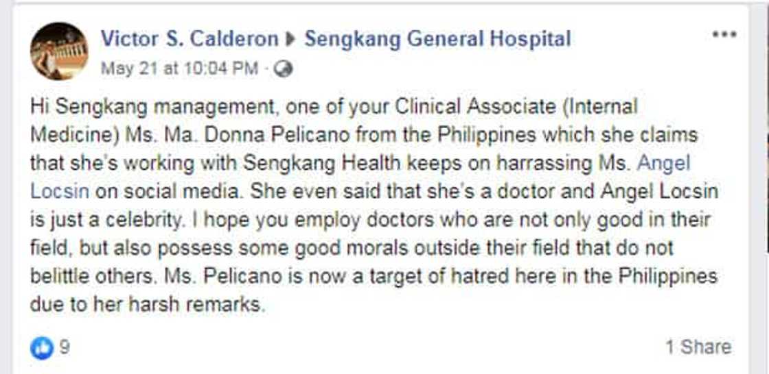 Netizen tags hospital where Angel Locsin's 'doctor' was working, reports doc's bad behavior