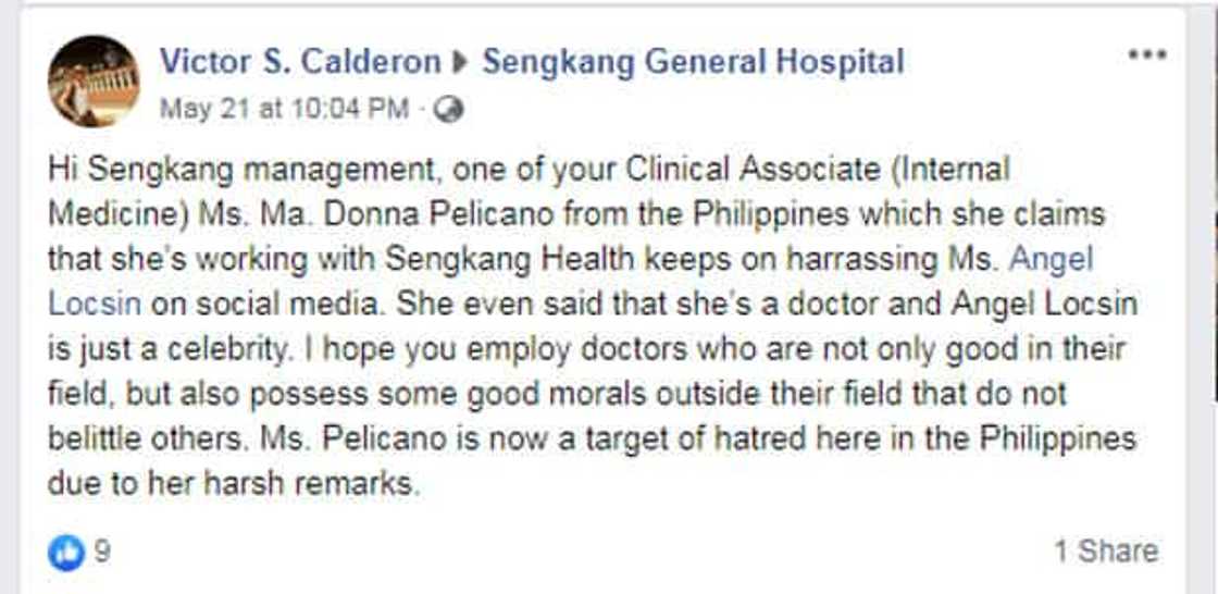 Netizen tags hospital where Angel Locsin's 'doctor' was working, reports doc's bad behavior Netizen tags hospital where Angel Locsin's 'doctor' was working, reports doc's bad behavior