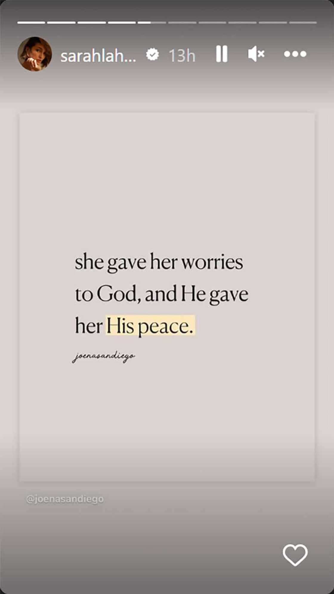 Sarah Lahbati, may inspirational post sa social media: “He gave her His peace” Sarah Lahbati, may inspirational post sa social media: “He gave her His peace”
