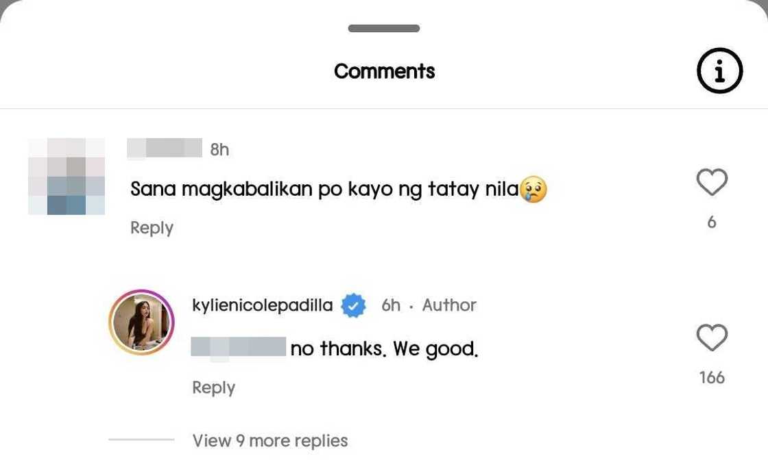 Kylie Padilla, sumagot sa netizen na humihiling na magkabalikan sila ni Aljur Abrenica