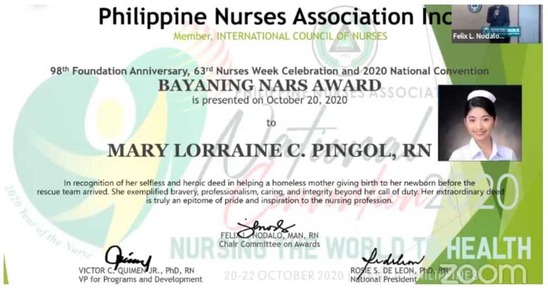 Bayaning Nars Award, iginawad sa nurse na nagpaanak sa kalsada ng Makati Bayaning Nars Award, iginawad sa nurse na nagpaanak sa kalsada ng Makati
