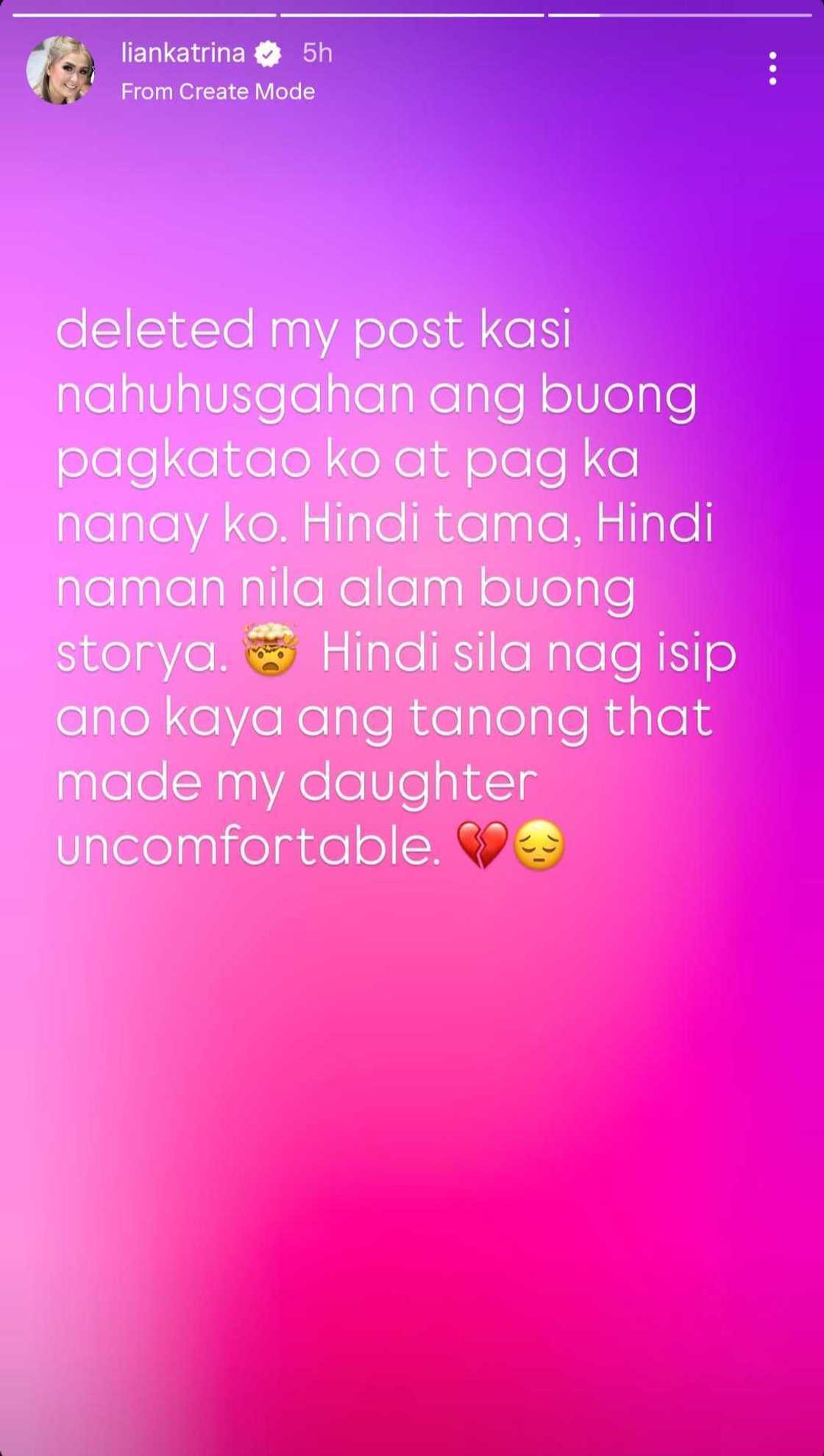 Lian Paz, ipinaliwanag ang pagbura niya ng post: "Hindi naman nila alam buong storya" Lian Paz, ipinaliwanag ang pagbura niya ng post: "Hindi naman nila alam buong storya"