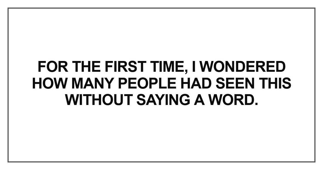 For the first time, I wondered